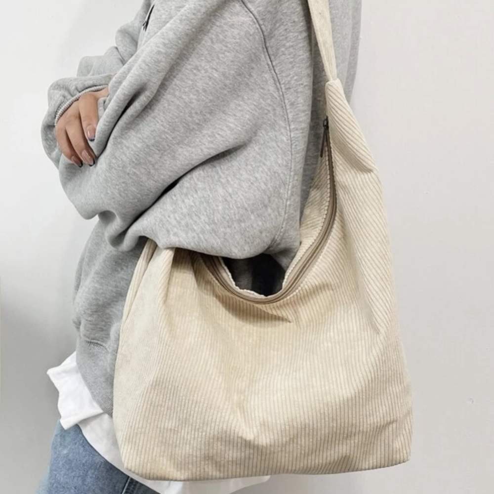Beige zipper tote bag